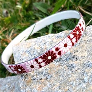 Vtg Ornate Swedish Enamel Floral Folkart Bracelet